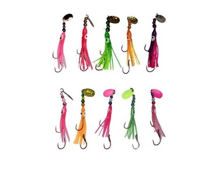 Squid Fishing Hoochies 10 Pack -Glow Fresh Water Kokanee Salmon Trolling Lure...