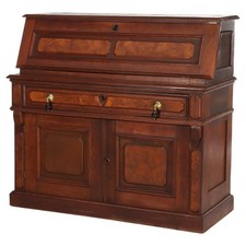 Antique Eastlake Walnut & Burl Drop Front Des...