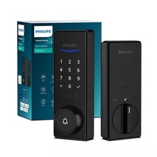 Matte Black Wi-Fi-Enabled Smart Deadbolt with Palm Recognition Works with Many
