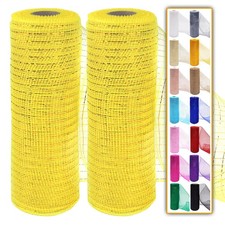 2 PCS Yellow Deco Mesh Fabric Foil 10 Inch x 10 Yard For Christmas Wreath