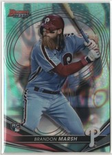 Brandon Marsh 2022 Bowman's Best Aqua Lava Refractor #'d/199 Rookie Card #51. rookie card picture