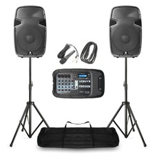 Vonyx PSS302 PA System Package - 10" Speakers, Mixer, Mics & Stands for Bands