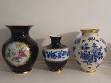 3 verschiedene Echt Kobalt Blumenvasen