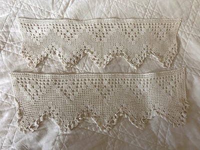 Antique Vintage Crochet off white trim Scallop Edge 1930's repurpose salvage