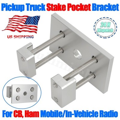 Aluminum Stake Pocket Mount 1/2'' Center Hole For Ford Chevy Ram Pickup CB/HAM US