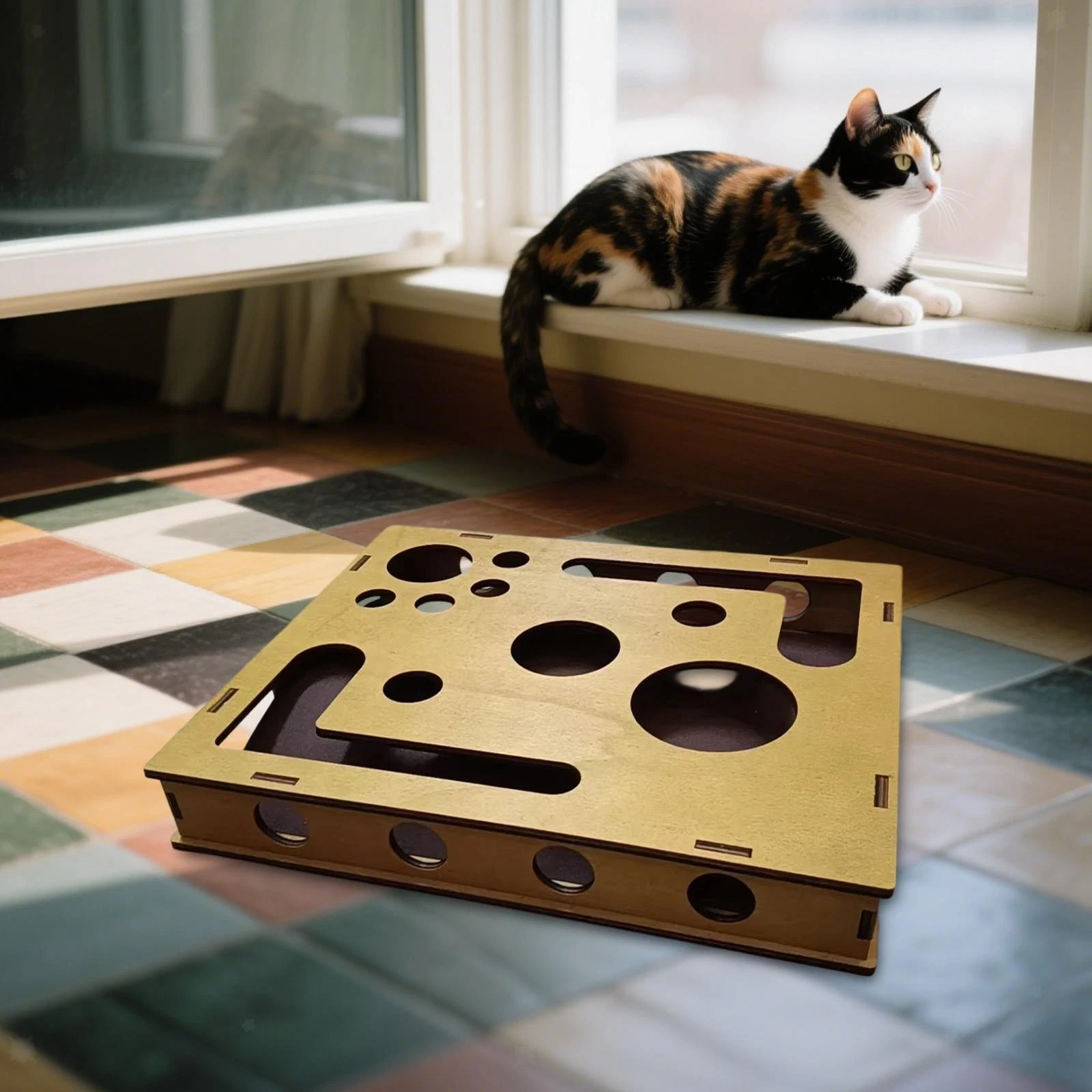 Cat Nail File Box Puzzle Maze Playing Funny Interactive Maze Cat Toys Treat