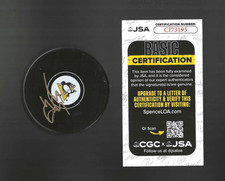 Sergei Gonchar Signed Pittsbrugh Puck Signed In Gold JSA COA