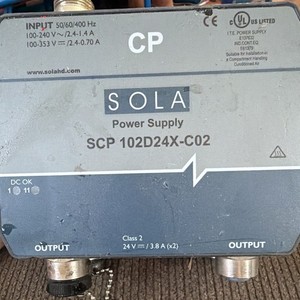 SOLA SCP SCP 102D24X-C02 Enclosed Power Supply 24VDC 3.8A DC OK