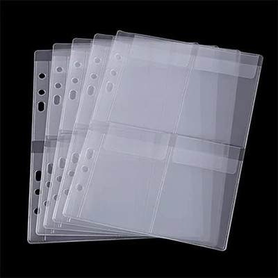 10 Sheet Binder Pockets Inserts with Four Pockets A5 Size 6 Hole Binder Folder f