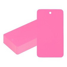 50Pcs 3-9/16" x 2" Plastic Shipping Tags with Wire Waterproof Blank Pink