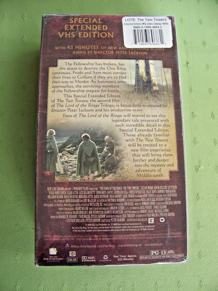 NEW SEALED The Lord of the Rings The Two Towers VHS Special Extended ...