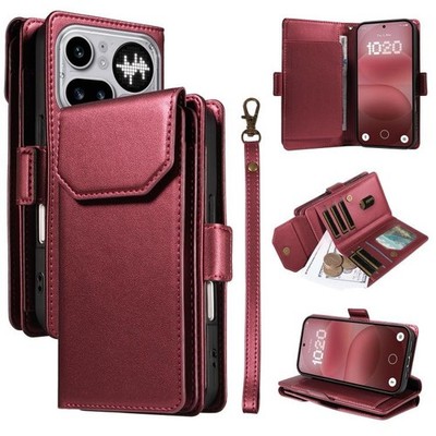 For Nothing Phone 4a Pro Multi Card Kunstleder Wallet Case mit Handschlaufe