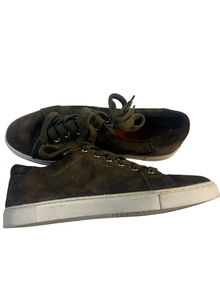 Frye and Co 运动鞋 Sindy Moto 低帮绿色麂皮绒拉链细节 8.5 M — 第 3/4 张图片