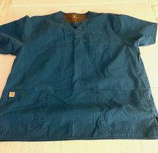 Carhartt Scrub Top Classic Fit Men's Size XL Blue Pocket Short Sleeve Nurse