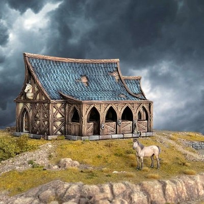 Tabletop Gelände Gebäude große Scheune Mittelalter Unbemalt 28mm