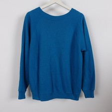 Vintage 90s Hanes Her Way Raglan Sweatshirt Women’s Size Large Aqua Made in USA