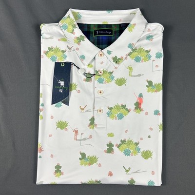 William Murray Golf Shirt Polo Beep Beep Print XXL White Polyester NWT MSRP $88