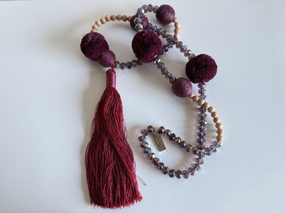 Max Mara Weekend Hals-Kette Collier Statement Quast Bast-Kugeln Luxus Edel TOP