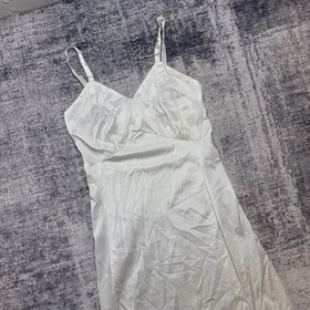 VTG Movie Star Full Slip Dress Nightgown Womens 32 Ivory Satin Lingerie USA Made