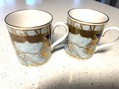 VINTAGE - SET of 2 - LIMITED EDITION 2000 AD BONE CHINA MILLENNIUM COFFEE CUPS