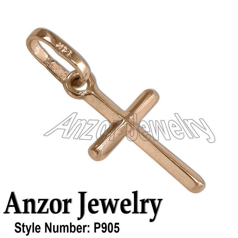 14K Solid Rose Gold Cross Pendant 0.70 gr. #P905 NEW