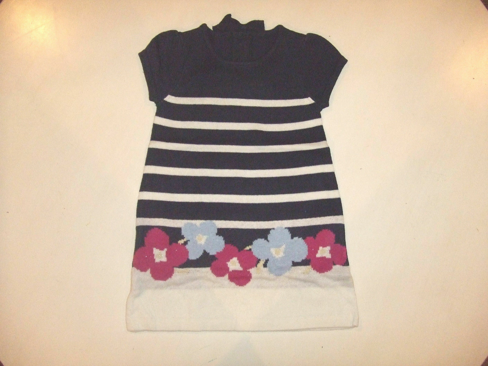 NWT Gymboree CHARM CLASS Size 12-18 M Blue Striped Flower Sweater Dress ...