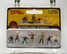 WOODLAND SCENICS A1899 ICE SKATERS FIGURE (7) HO SCALE rink hockey WDS1899 NEW