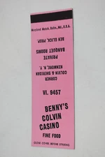 Benny's Colvin Casino 20 Strike Matchbook Cover