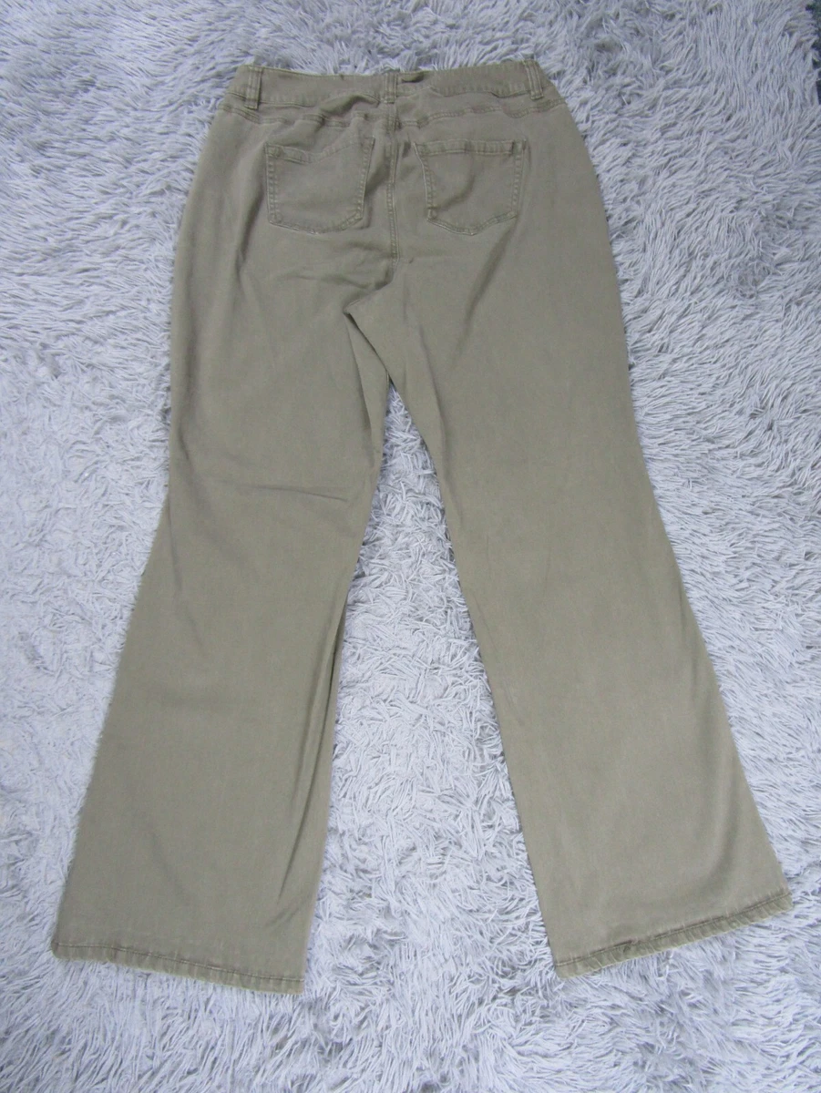 Bullhead Chinos Pants Flare Leg Womens 8 (30x30) actual Khaki Olive Bottoms