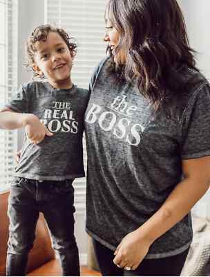 Lane Bryant Size 18/20 Crew Neck Graphic Tee The Boss Short Sleeve Grey NWT