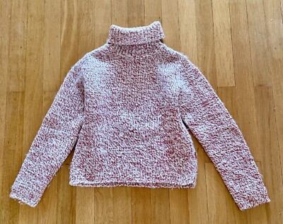 ESPRIT Strick Pullover Rollkragen warm Gr 42 XL meliert rot weiss  
