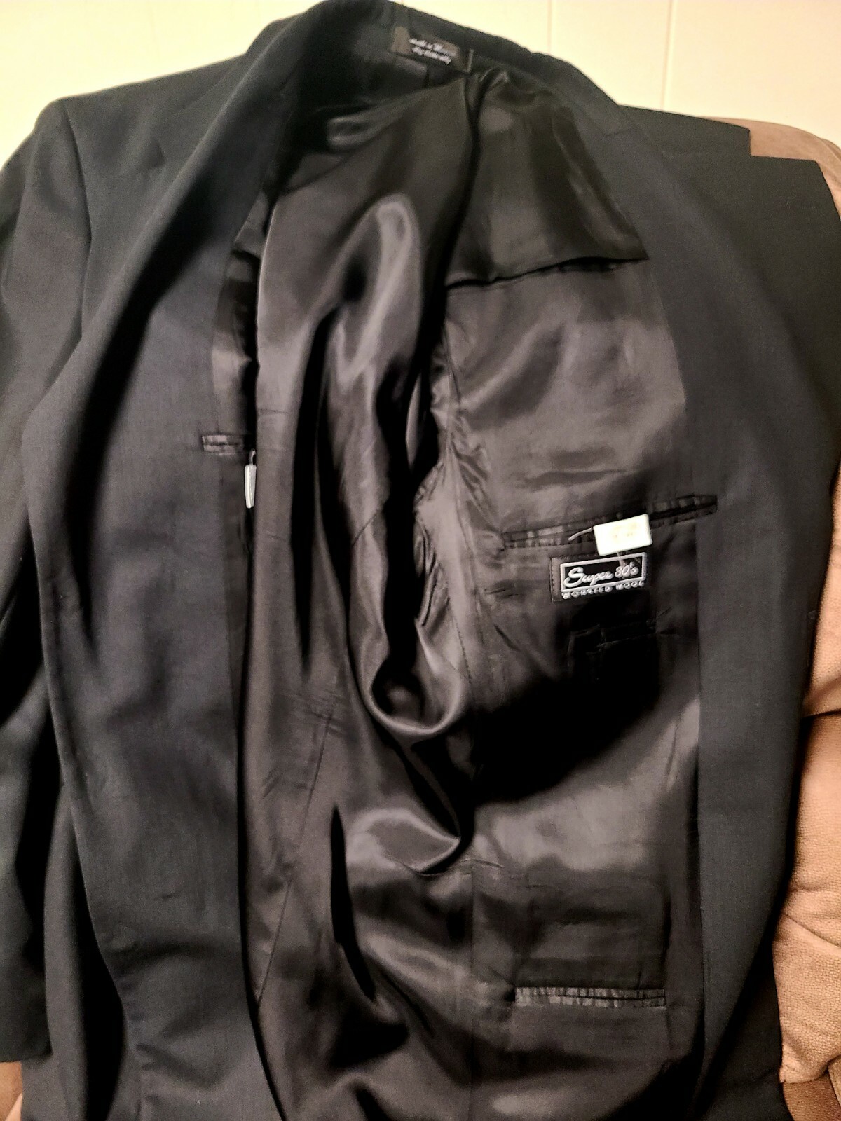 GIANFRANCO RUFFINI- Worsted Wool SOLID BLACK-MENS… - image 2