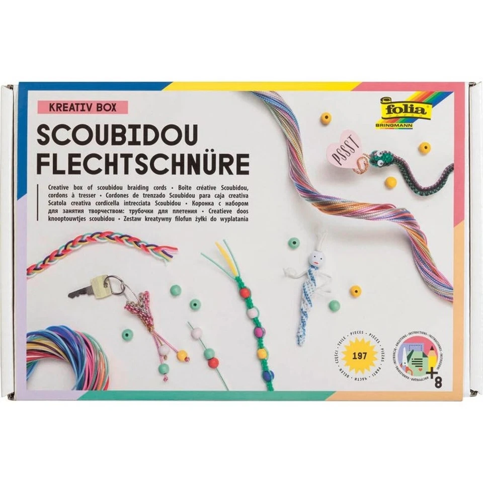 Folia Scoubidou Flechtschnüre Geschenk Armbänder KREATIV BOX Bastelset 197 tlg.