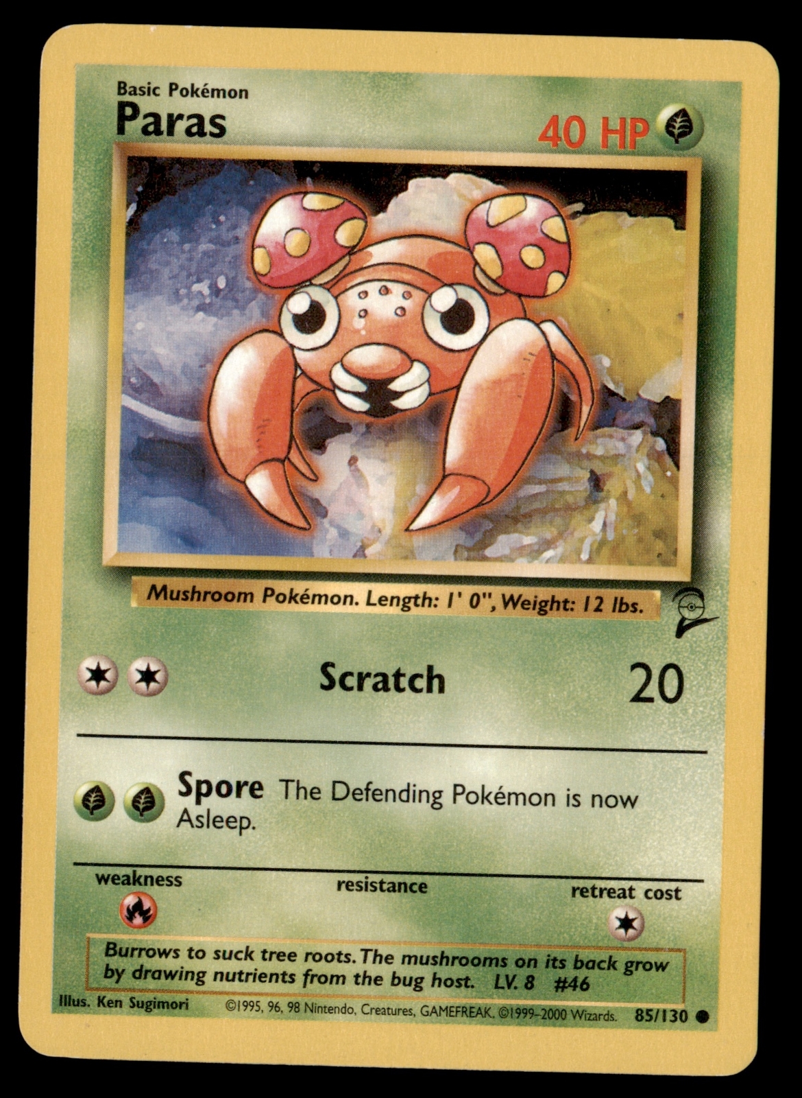 Pokemon Card Paras (Base Set 2) 85/130 EXCELLENT Non-Holo Common TCG!!!!!!!!!!!!