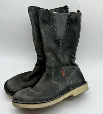 Ecco Snow Boots Toddler SZ EU 30 US 12.5 Girls Gray Leather Side Zip Winter Kids
