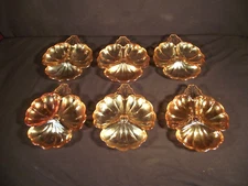Set Of 6 Doric Iridescent Marigold By Jeanette Carnival Glass Vintage Candy Dish