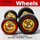 Muscle Car - Gold 5 spoke Redline Drag Slicks - 10/12mm for Hot Wheels