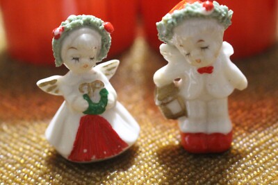 Vintage 2'' Mini Christmas Angel Figurine & Boy with Lantern Napcoware?