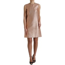 DOLCE & GABBANA Dress Pink Jacquard Sleeveless Shift Mini IT40/US6/S RRP 2780usd