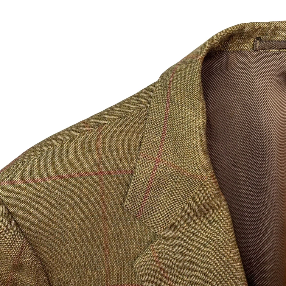 VTG 42 R Kiton Light Brown Windowpane Knit Cashmere / Linen Blend Patch Pocket - Image 3 of 4