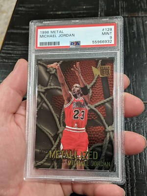 1996 Fleer METAL MICHAEL JORDAN Metalized #128 PSA 9 MINT Gorgeous