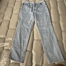 Bugle Boy Jeans Men Blue W33 L30 90s Gold Crest Millennium Denim Button Fly VTG.