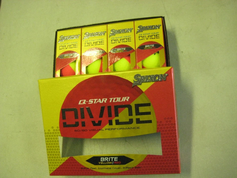1 dozen BRAND NEW Srixon Q Star Tour Divide mens Yellow / Red