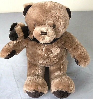 Brookstone N.A.P. NAP Brown Teddy Bear W/Scarf 15'' Plush Stuffed Animal