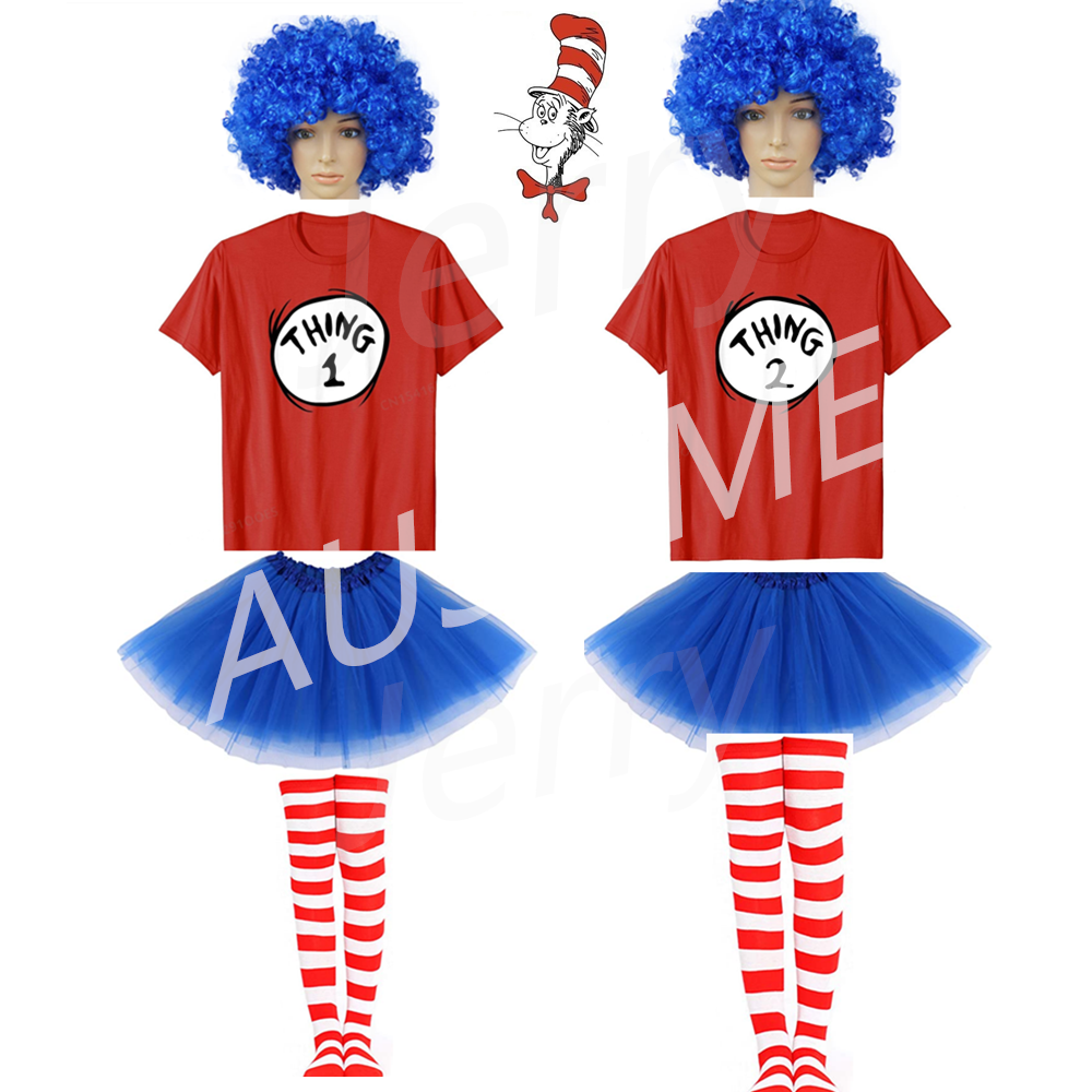 Halloween 4PCS Thing Thing Kids T-shirt Tutu Socks Wig Set