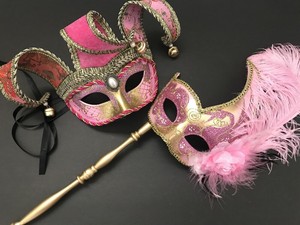 Couple Pink Masquerade Ball Jester Mask Stick Handle Prom Costume Birthday Party Ebay