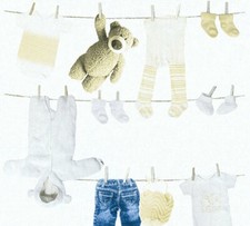Children's wallpaper teddy clothes white beige Little Stars 35844-1 (&euro;2.46/1sqm)