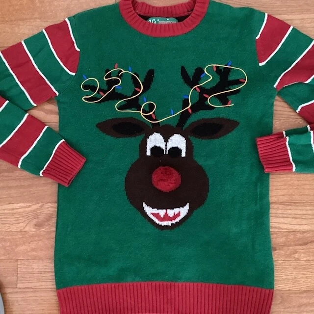 Ugly Christmas Sweater Rudolph The Red Nose Reindeer Size Small (S) Peppermints
