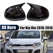 For Kia Rio 2010-2016 Gloss Black Ox Horn Side Mirror Cover Cap W No Signal For Kia Rio 2010-2016 Gloss Black Ox Horn Side Mirror Cover Cap W No Signal