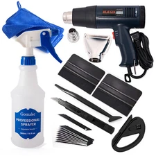 Auto Vinyl Wrap Tools Window Tint Film Tool Kit w/ Spray Bottle Heat Gun Install
